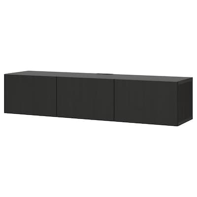 BESTÅ TV bench with doors, black-brown/Lappviken black-brown, 180x42x38 cm
