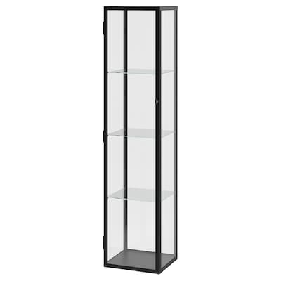 BLÅLIDEN Glass-door cabinet, black, 35x32x151 cm