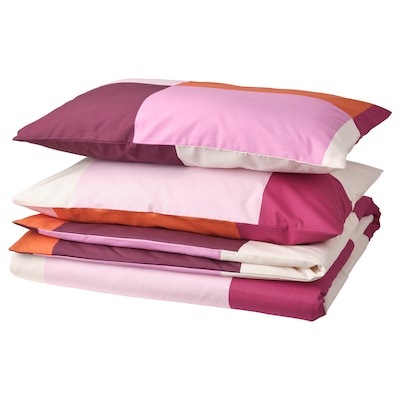 BRUNKRISSLA Duvet cover and 2 pillowcases, pink, 200x200/50x80 cm