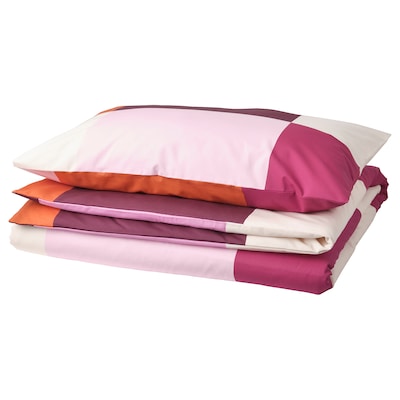 BRUNKRISSLA Duvet cover and pillowcase, pink, 150x200/50x80 cm