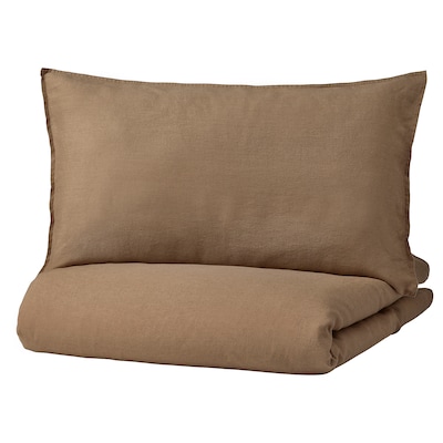 DYTÅG Duvet cover and 2 pillowcases, dark beige, 200x200/50x80 cm