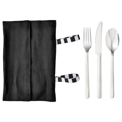 FINSKUREN Travel cutlery with case, stainless steel/black