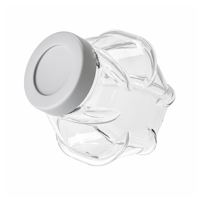 FÖRVAR Jar with lid, glass/aluminium-colour, 1.8 l