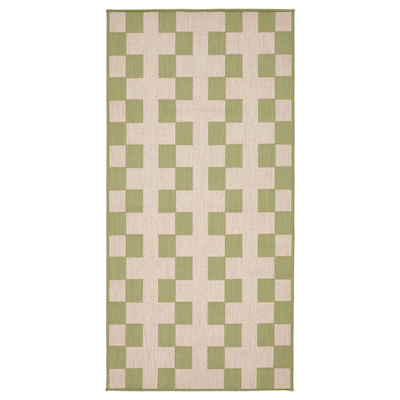 GÅNGSTIG Kitchen mat, flatwoven green/off-white, 80x150 cm