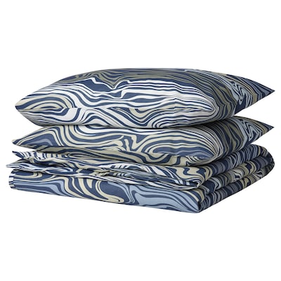 KLIPPNEJLIKA Duvet cover and 2 pillowcases, blue/multicolour, 200x200/50x80 cm