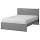 MALM Bed frame, high, grey stained/Lönset, Standard King