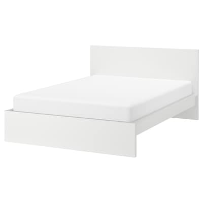 MALM Bed frame, high, white/Luröy, Standard Double