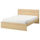 MALM Bed frame, high, white stained oak veneer/Lönset, Standard Double