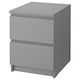 MALM Chest of 2 drawers, grey stained, 40x55 cm