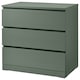 MALM Chest of 3 drawers, grey-green, 80x78 cm