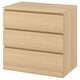 MALM Chest of 3 drawers, white stained oak veneer, 80x78 cm