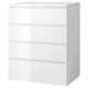 MALM Chest of 4 drawers, high-gloss white, 80x100 cm