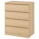 MALM Chest of 4 drawers, white stained oak veneer, 80x100 cm