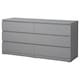 MALM Chest of 6 drawers, grey stained, 160x78 cm