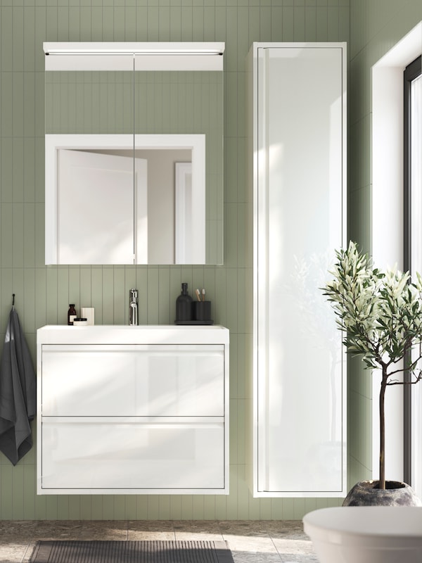 ÄNGSJÖN white bathroom cabinet with 4 drawers