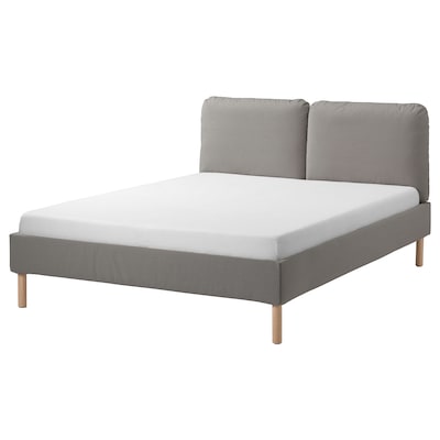 SAGESUND Upholstered bed frame, Diseröd brown/Luröy, Standard Double