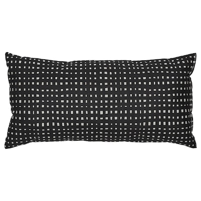 SANDMOTT Cushion, black/white, 30x58 cm
