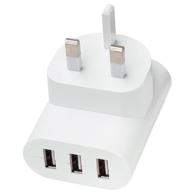SMÅHAGEL 3-port USB charger, white