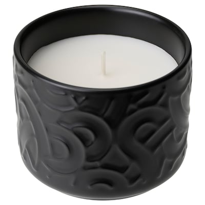 SÖTRÖNN Scented candle in ceramic jar, black, 25 hr