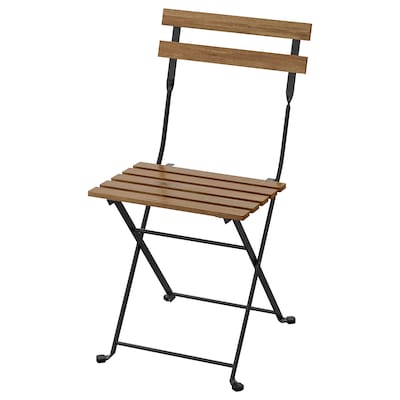 TÄRNÖ Chair, outdoor, foldable black/light brown stained