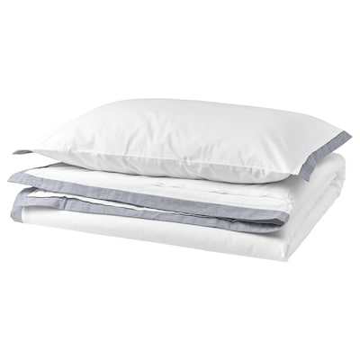 TÅTELSMYGARE Duvet cover and pillowcase, white/blue, 150x200/50x80 cm