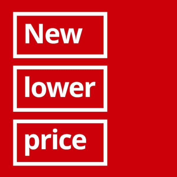 Text read "New lower price" over red background