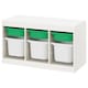 TROFAST Storage combination with boxes, white green/white, 99x44x56 cm