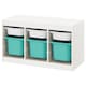 TROFAST Storage combination with boxes, white/turquoise, 99x44x56 cm