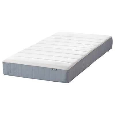 VESTERÖY Pocket sprung mattress, medium firm/light blue, Standard Single